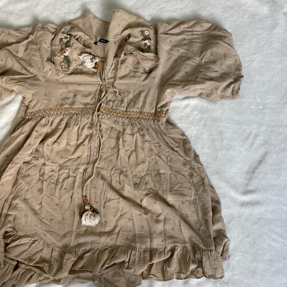 Zara Boho Floral Peter Pan Collar mini dress - Picture 6 of 12